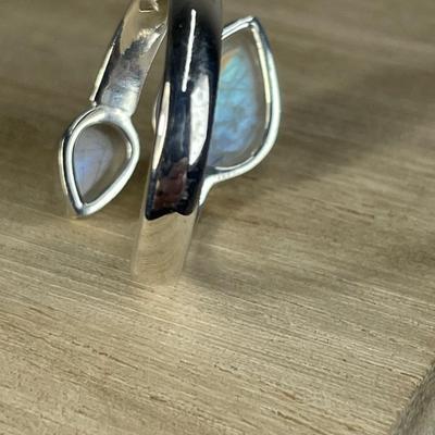 Moonstone Bypass Sterling Silver ring 8