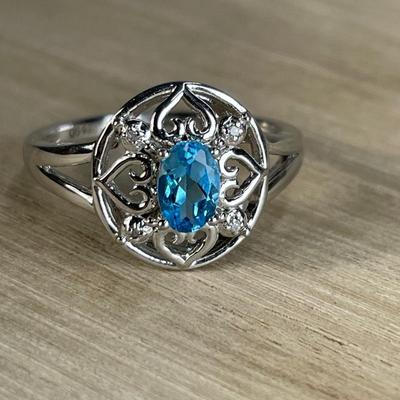 Blue Topaz Sterling Silver Ring 7