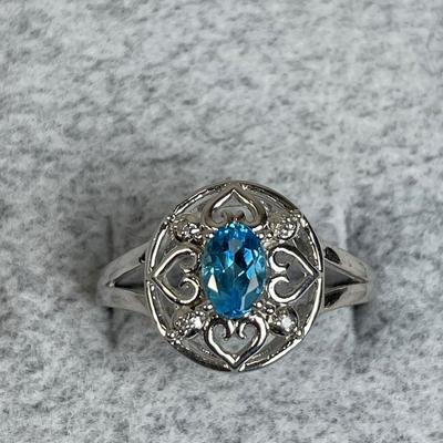 Blue Topaz Sterling Silver Ring 7