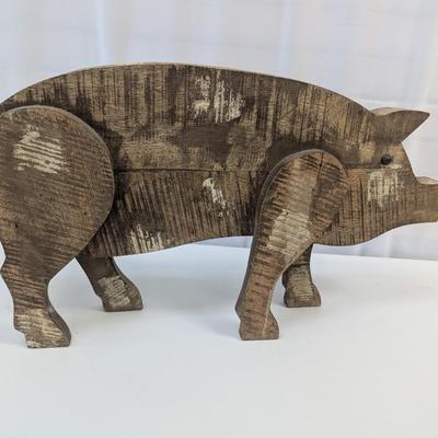 Rustic Barn Wood Pig Decor
