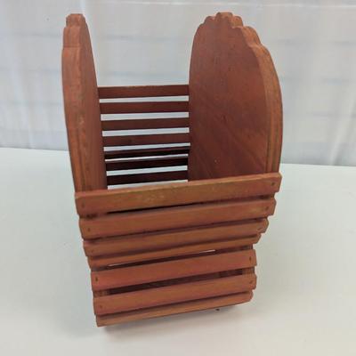 Vintage Pumpkin Wooden Basket Fall Decor Harvest Halloween Holiday