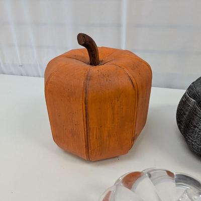 Wooden Ceramic & Glass Pumpkin Decor