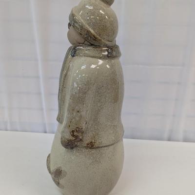 23" Tall Glazed Ceramic Snowman