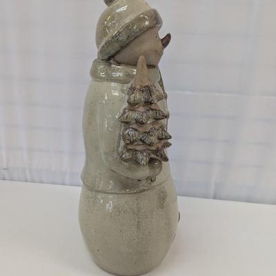 23" Tall Glazed Ceramic Snowman