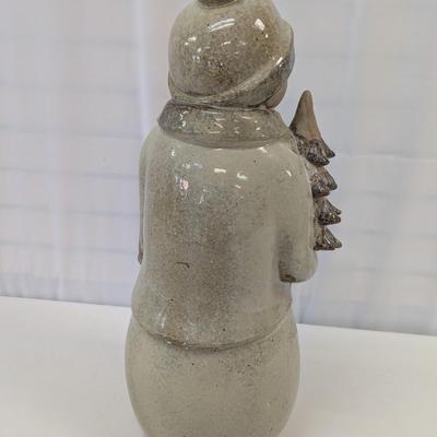 23" Tall Glazed Ceramic Snowman