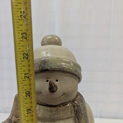 23" Tall Glazed Ceramic Snowman