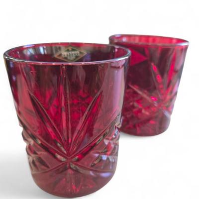 Red crystal barware