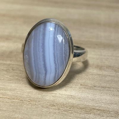 Blue Lace Agate Sterling Silver Ring 9