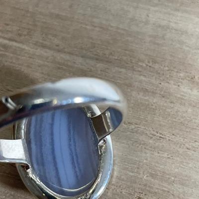 Blue Lace Agate Sterling Silver Ring 9