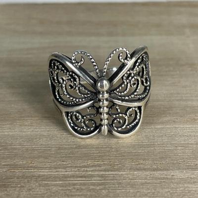 Sterling silver filigree Butterfly ring size 10