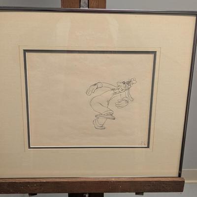 1937 Goofy Original Animation Drawing Walt Disney “Clock Cleaners” With COA