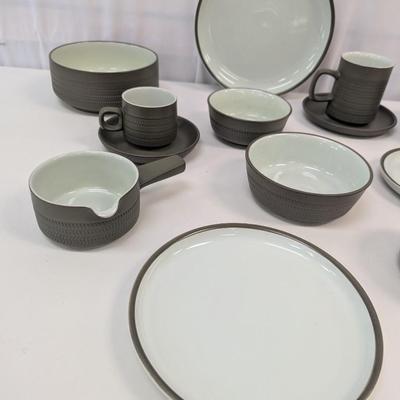 55+ Pieces Of Denby Camelot Dark Green Chevron Pattern Dishes 1960's