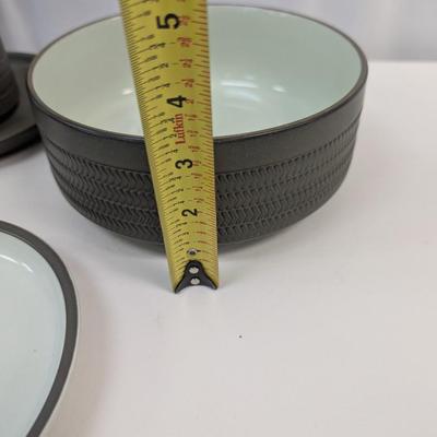 55+ Pieces Of Denby Camelot Dark Green Chevron Pattern Dishes 1960's