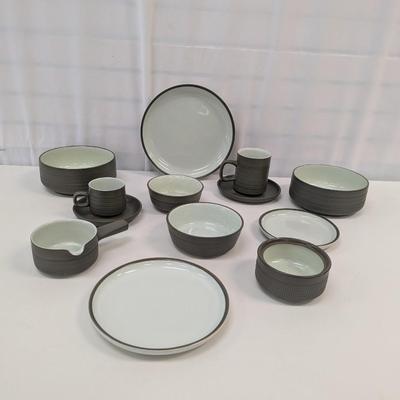 55+ Pieces Of Denby Camelot Dark Green Chevron Pattern Dishes 1960's