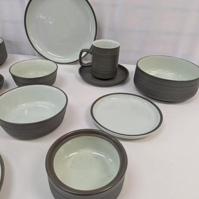 55+ Pieces Of Denby Camelot Dark Green Chevron Pattern Dishes 1960's