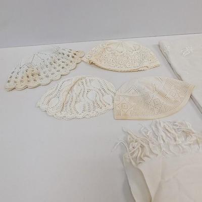 Vintage Linen Handcrafted Kippah Hand Woven Decorated Rug