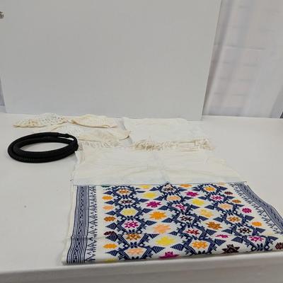 Vintage Linen Handcrafted Kippah Hand Woven Decorated Rug