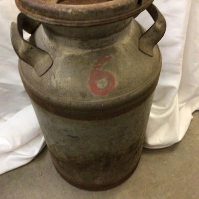 Large Metal Milk Can With #6