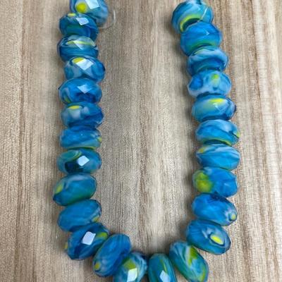 Blue / Yellow Marble Glass Beads