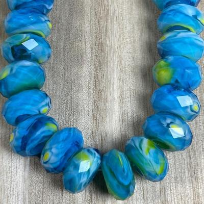 Blue / Yellow Marble Glass Beads