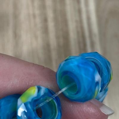 Blue / Yellow Marble Glass Beads