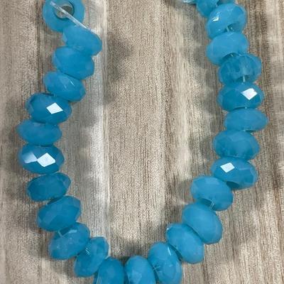 Aqua Blue Faceted Glass Beads