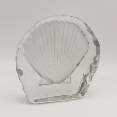 Lot of Vintage: Clear Glass and Milk White Anchor Hocking Glass Tray / Bowl, Long Cowrie Shell Necklace Lei 52", Seashells, Tropical...