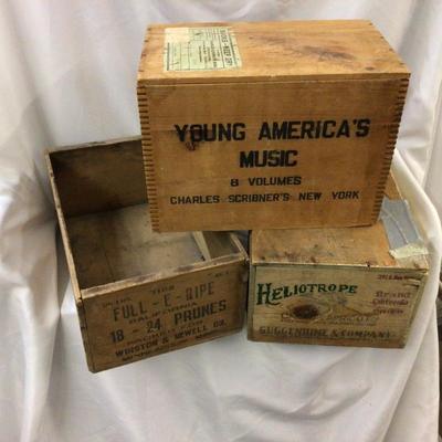 Heliotrope Apricot, Ripe Prunes, and Young American Music Wood Boxes