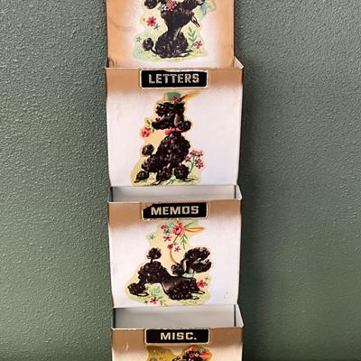 Vintage Poodle Wall Mount Pockets Tin Letter Holders Retro, Wall decor