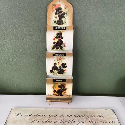 Vintage Poodle Wall Mount Pockets Tin Letter Holders Retro, Wall decor