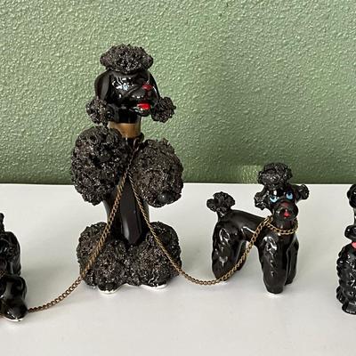Goebel W. Germany Poodle and Vintage Japan Spaghetti Poodle Mom w/pups