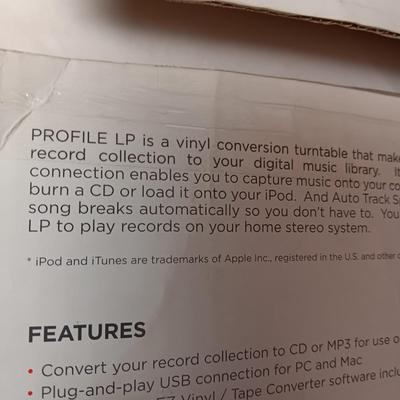 ION PROFILE LP RECORD PLAYER AND TRANSFER LP'S TO A HARD DRIVE OR MP3
