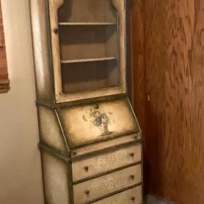 Hand Painted Drop-leaf Secretary Desk 78inx25inx18in