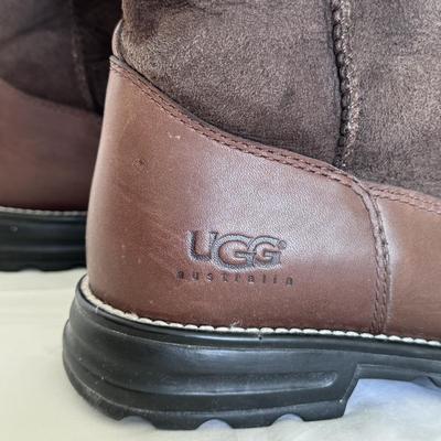 UGG Australia Brown Leather Shearling Lined Boots - Women’s Size 9 (PC-DZ)