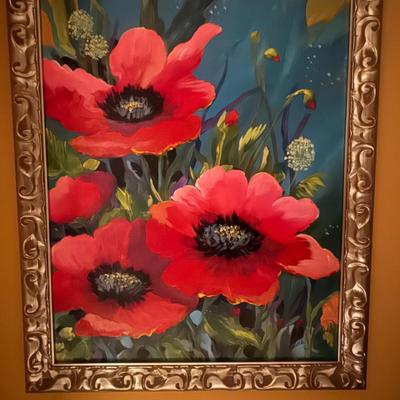 Poppies in Bloom blue dash