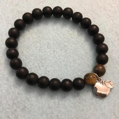 Tigers eye and stone beaded stretch bracelet