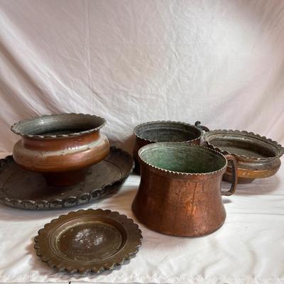 Copper Clad Handled Pots Plus Platters & Bowls (DR-RG)