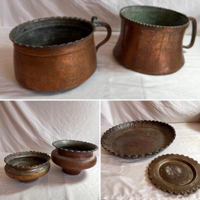 Copper Clad Handled Pots Plus Platters & Bowls (DR-RG)