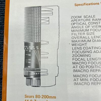 Sears 35mm Camera Lens 80-200mm Auto Zoom