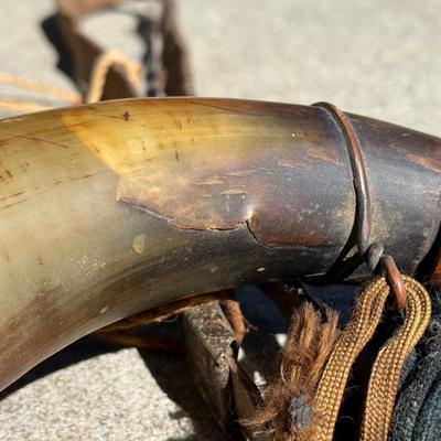 Antique Hmong Flintlock Rifle with Powder Horn & More (BS-MG)