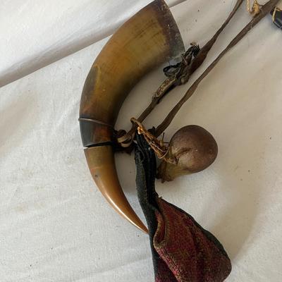 Antique Hmong Flintlock Rifle with Powder Horn & More (BS-MG)