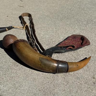 Antique Hmong Flintlock Rifle with Powder Horn & More (BS-MG)