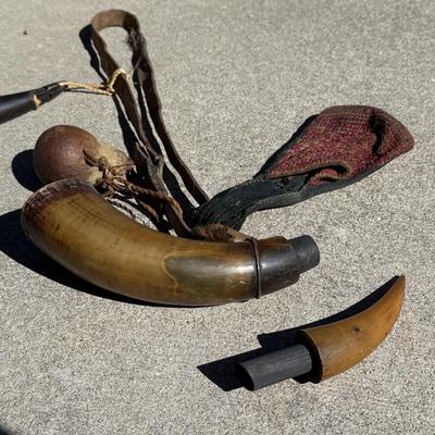 Antique Hmong Flintlock Rifle with Powder Horn & More (BS-MG)