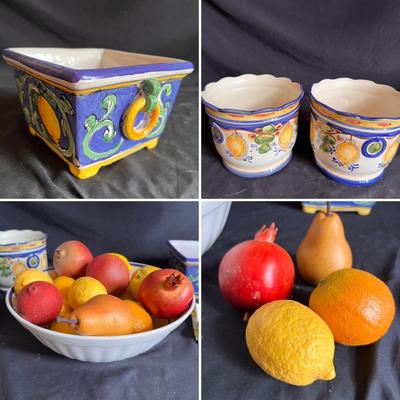 Fruit Themed Pottery Bowls Jay Willfred Plus Roma Inc & Faux Fruit (K-RG)