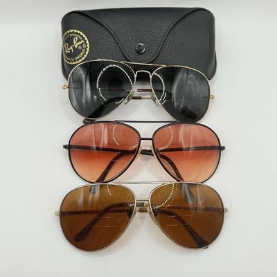 LOT 176J: Vintage Aviator Sunglasses: Ray Ban, Serengetti & Corning Optics