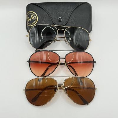 LOT 176J: Vintage Aviator Sunglasses: Ray Ban, Serengetti & Corning Optics