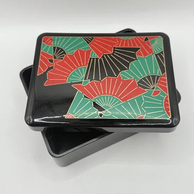 LOT 178J: Japanese Paper Fan & Fan Motif Trinket Box