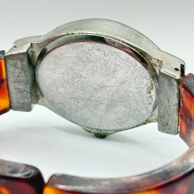 LOT 179J: Vintage Quintel LCD Quarts Clock Necklace & Bakelite Cuff Geneva Quartz Watch