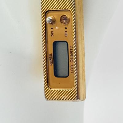 LOT 179J: Vintage Quintel LCD Quarts Clock Necklace & Bakelite Cuff Geneva Quartz Watch