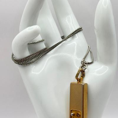 LOT 179J: Vintage Quintel LCD Quarts Clock Necklace & Bakelite Cuff Geneva Quartz Watch